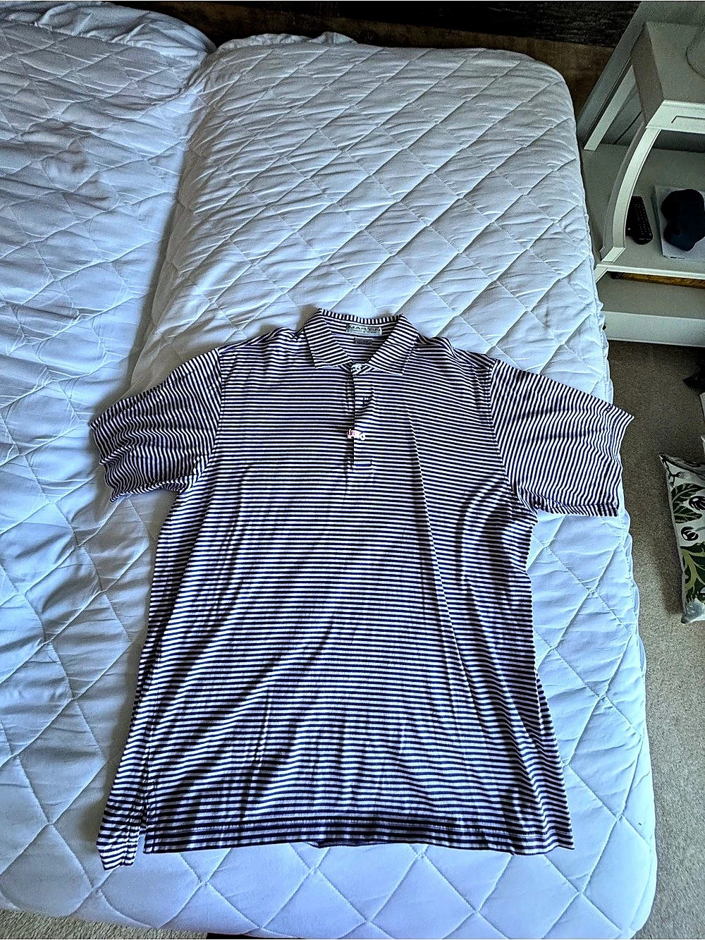 MARTIN Striped Polo Blue & White Size Large